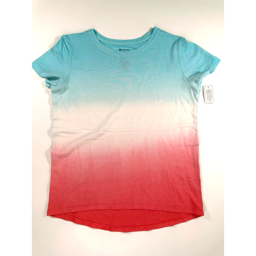 Girls - Turquoise, White and Coral Ombre Style Tee, Size (10/12)